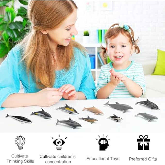 PACK OF 10 SEA ANIMALS FIGURES, EDUCATIONAL MARINE ANIMALS FIGURES SET, OCEAN TOY FIGURES, SIMULATION MINI DOLPHIN MODELS, BATH TOY CHILDREN FOR GAME, DECORATION - Image 3